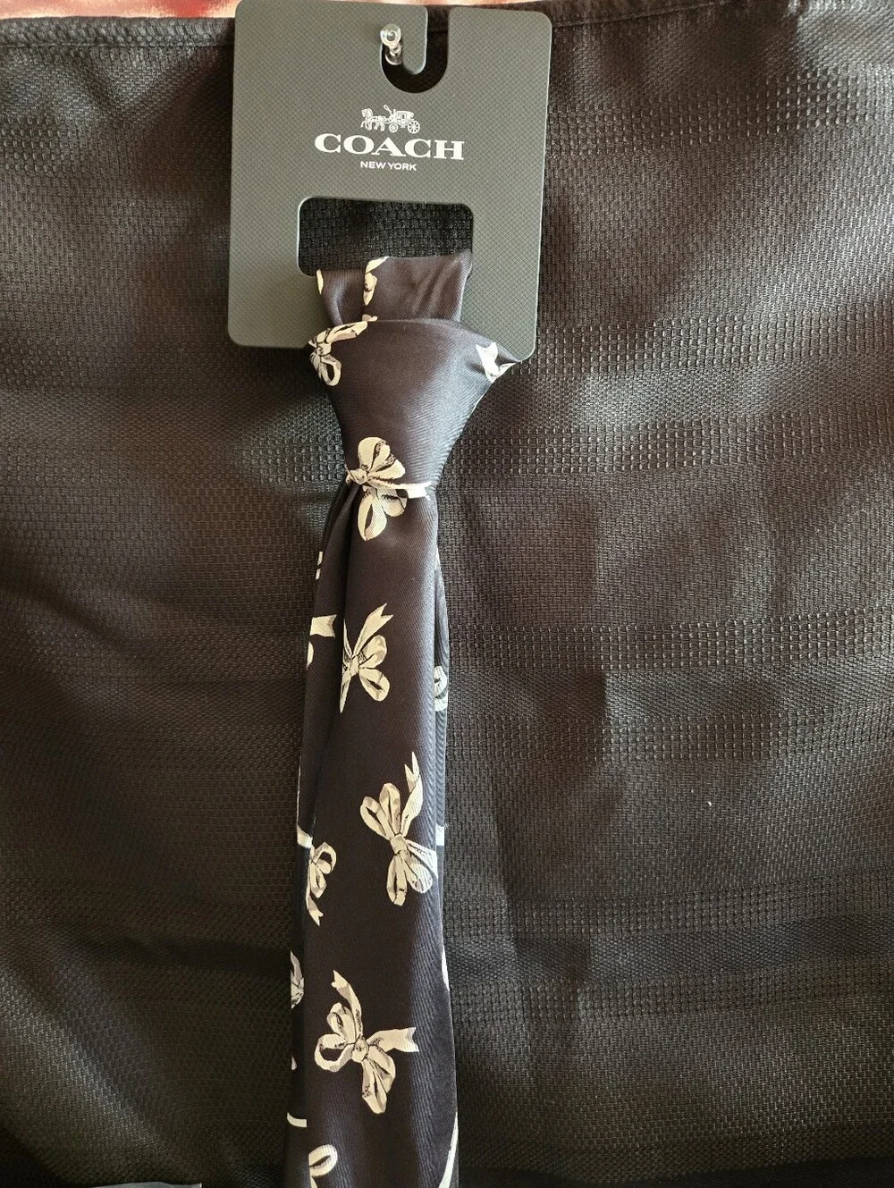 Coach Black Bows Print Women's Silk Scarf/Bandana NWT
